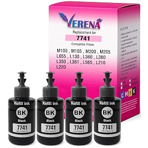 verena 7747741t7741 pigment black ink refill bottle compatible for m100m105m200m205l605l655l1455 printer 140ml 4 pack