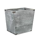 Grey Farmhouse Style Torched Wood Trash Can Waste Bin with Decorative Metal Brackets Trash Can for Bedroom,Living Room, Bathroom &amp; Office (Gray)