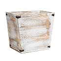 Grey Farmhouse Style Torched Wood Trash Can Waste Bin with Decorative Metal Brackets Trash Can for Bedroom,Living Room, Bathroom &amp; Office (Washed White)