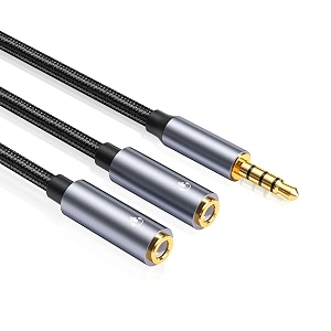 verilux 2-in-1 35mm male to female aux cable 2 female to 1 male audio stereo y splitter cable audio aux cable compatible with ps5 xbox switch pc gaming headsets phone tablet laptop and more