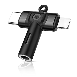 verilux 2-in-1 light-ning to 35mm adapter usb c to 35mm connector with usb c amp light-ning ports 35mm to type c audio converter support for ios 16151413 series galaxy s24s23 series ipad