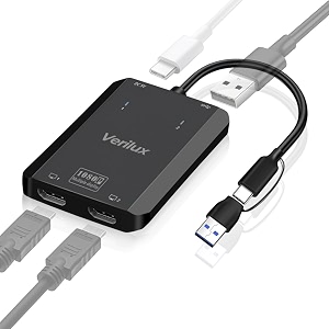 verilux 2 in 1 usb hub hdmi to type c converter with hdmi to usb 30usb c usb to hdmi converter splitter extended display dual monitors dual hdmi adapter with 1920x1080p60hz for laptop monitor