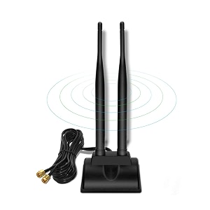 verilux dual wifi antenna with rp-sma male connectorwifi range extender 24ghz 5ghz dual band antenna magnetic base for pci-e wifi network card usb wifi adapter wireless router