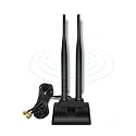 Verilux® Dual WiFi Antenna with RP-SMA Male Connector,WiFi Range Extender 2.4GHz 5GHz Dual Band Antenna Magnetic Base for PCI-E WiFi Network Card USB WiFi Adapter Wireless Router
