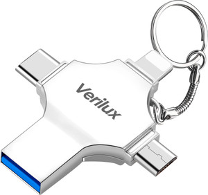 verilux flash drive 4 in 1 pendrive 64gb mini hangable pen drive for ios  android 64 gb pen drive compatible with mobile laptop desktop computer usb 30 plastic case