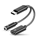 Verilux® USB C to 3.5mm Jack Audio Adapter, 2 in 1 Type C to Aux Audio Jack with PD 60W Fast Charging, Game Sound Card Game Audio Adapter Compatible with Galaxy S22 S21 Ultra 5G S20 S20+ Plus Note 20