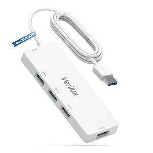 verilux 4-port usb 30 hub with self-power type-c for pc laptop mac