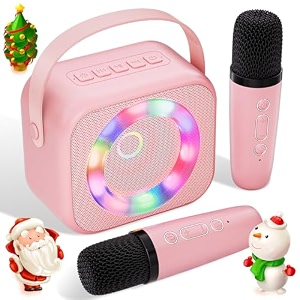 verkstar karaoke machine for kids mini portable bluetooth karaoke speaker with 2 wireless microphones and dynamic led lights for kids adultsgifts toys for girls boys
