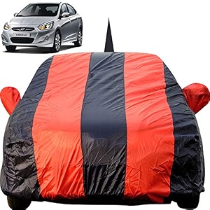 verna fludic dustproof car cover with mirror amp antenna pockets red blue stripes taffeta polystertriple stitched compatible with hyundai verna fludic car cover 2011 to 2016 car accessories