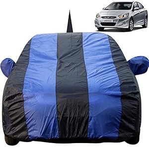 verna fludic dustproof car cover with mirror amp antenna pockets royal blue stripes taffeta polystertriple stitched compatible with hyundai verna fludic car cover 2011 to 2016 car accessories