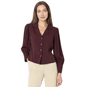 vero moda cuban collar solid formal shirt  day to evening  long sleeves notched lapel regular fit shirt for women