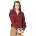 VERO Moda Cuban Collar Solid Formal Shirt | Day to Evening | Long Sleeves Notched Lapel Regular Fit Shirt for Women