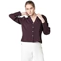 VERO Moda Cuban Collar Solid Formal Shirt | Day to Evening | Long Sleeves Notched Lapel Regular Fit Shirt for Women