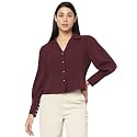 VERO Moda Cuban Collar Solid Formal Shirt | Day to Evening | Long Sleeves Notched Lapel Regular Fit Shirt for Women