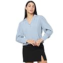 VERO Moda Cuban Collar Solid Formal Shirt | Day to Evening | Long Sleeves Notched Lapel Regular Fit Shirt for Women