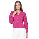 VERO Moda Cuban Collar Solid Formal Shirt | Day to Evening | Long Sleeves Notched Lapel Regular Fit Shirt for Women
