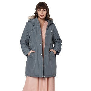 vero moda faux fur trim detail longline parka jacket