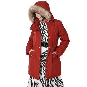 vero moda faux fur trim detail longline parka jacket
