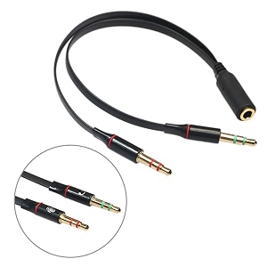 verox gold plated 2 male to 1 female 35mm jack headphone earphone audio mic y splitter cable for pc laptop black