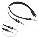 VEROX Gold Plated 2 Male to 1 Female 3.5mm Jack Headphone Earphone Audio Mic Y Splitter Cable for Pc Laptop (Black)