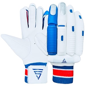 versant leather goat cricket batting gloves white-blue men size right handed