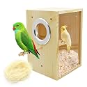 Vertical Parakeet Nesting Box,Transparent Bird Nesting Box Natural Wood Parakeet House for Cage Clear Acrylic Budgie Breeding Nest for Lovebird,Cockatiel,Parrot,Budgie,Conure,Finch
