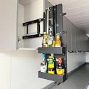 Vertical Pull-Down Manual Storage Rack Pull Down Cabinet Organizer Stainless Steel Springs With Uniform Lifting Force Suitable for Kitchens and Bathrooms Right-7.9 x 12.6 x 20.3 in