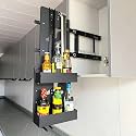 Vertical Pull-Down Manual Storage Rack Pull Down Cabinet Organizer Stainless Steel Springs With Uniform Lifting Force Suitable for Kitchens and Bathrooms Left- 7.9 x 12.6 x 20.3 in