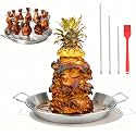 Vertical Skewer Gyro Spit Pan with Chicken Leg Rack for Grill, 13 Inch Stainless Steel-Shawarma Stand for Oven, Al Pastor Skewer with 8-12 Inch Sticks, for Tacos, Chicken Drumstick, Brazilian