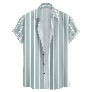 Vertical Striped Short Sleeve Casual Shirt for