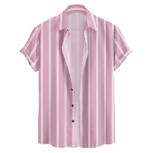 Vertical Striped Short Sleeve Casual Shirt for