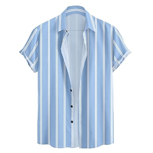 Vertical Striped Short Sleeve Casual Shirt for