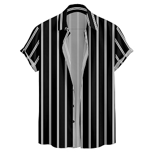Vertical Striped Short Sleeve Casual Shirt for