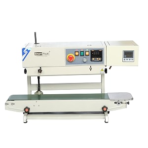 smart pack vertical type band sealer machine with nitrogen for packaging of laminated and silver amp plastic pouches sealing  semi-automatic nitrogen flush heat sealer machine  ms body sealer