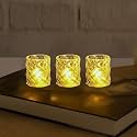 VERVENIX 12 Pcs Set Crown Shaped Flameless LED Tea Light Candles - Smokeless Decorative Transparent Acrylic Lights for Christmas and Festive Diwali Decorations (Pack of 12, Warm White)