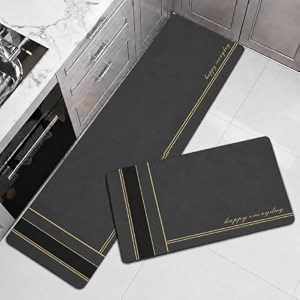 vervenix 2 pc kitchen mat set anti fatigue cushioned waterproof non slip floor mats for kitchen sink laundry office amp home easy clean standing mats  40x120 cm  40x60 cm