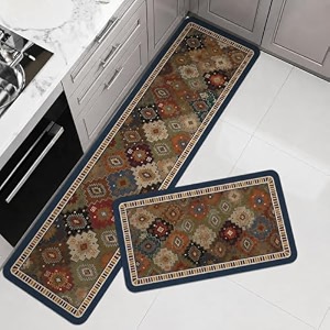 vervenix kitchen floor mats set of 2 anti slip waterproof memory foam kitchen rugs cushioned standing mats for kitchen bathroom sink area amp laundry room multi design