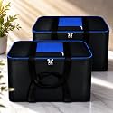 VERVENIX Large Underbed Storage Bags Pack of 2, 69L Foldable Moisture-Proof Clothes Organizer with Zipper for Blankets, Bedding, Comforters, Pillows &amp; Wardrobe, 54x46x28 cm – Blue Black
