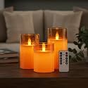 VERVENIX Set of 3 LED Swing Flameless Candles | Battery Operated 3D Wick Pillar Lights for Diwali, Wedding, Home Party &amp; Festive Decoration (Warm White)