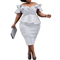 VERWIN Plus Size Women's Midi Dress Patchwork Short Sleeve Women's Bodycon Dress High Waist Dress