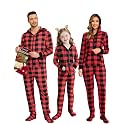 Veseacky Family Christmas Pajamas Matching Sets Adult Onesie Zipper Hooded Footed One-Piece Pjs Jumpsuits
