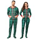 Veseacky Family Christmas Pajamas Matching Sets Adult Onesie Zipper Hooded Footed One-Piece Pjs Jumpsuits