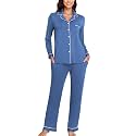 Veseacky Women's Ribbed Knit Pajamas Set 2 Piece Warm Soft Loungewear Sleepwear Pjs S-XXL