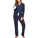 Veseacky Women's Ribbed Knit Pajamas Set 2 Piece Warm Soft Loungewear Sleepwear Pjs S-XXL