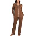 Veseacky Women's Ribbed Knit Pajamas Set 2 Piece Warm Soft Loungewear Sleepwear Pjs S-XXL