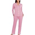 Veseacky Women's Ribbed Knit Pajamas Set 2 Piece Warm Soft Loungewear Sleepwear Pjs S-XXL