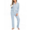 Veseacky Women's Ribbed Knit Pajamas Set 2 Piece Warm Soft Loungewear Sleepwear Pjs S-XXL