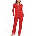 Veseacky Women's Ribbed Knit Pajamas Set 2 Piece Warm Soft Loungewear Sleepwear Pjs S-XXL