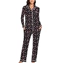 Veseacky Women's Ribbed Knit Pajamas Set 2 Piece Warm Soft Loungewear Sleepwear Pjs S-XXL