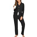 Veseacky Women's Ribbed Knit Pajamas Set 2 Piece Warm Soft Loungewear Sleepwear Pjs S-XXL